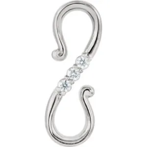 14KT White Gold Diamond S-Hook Extender Clasp