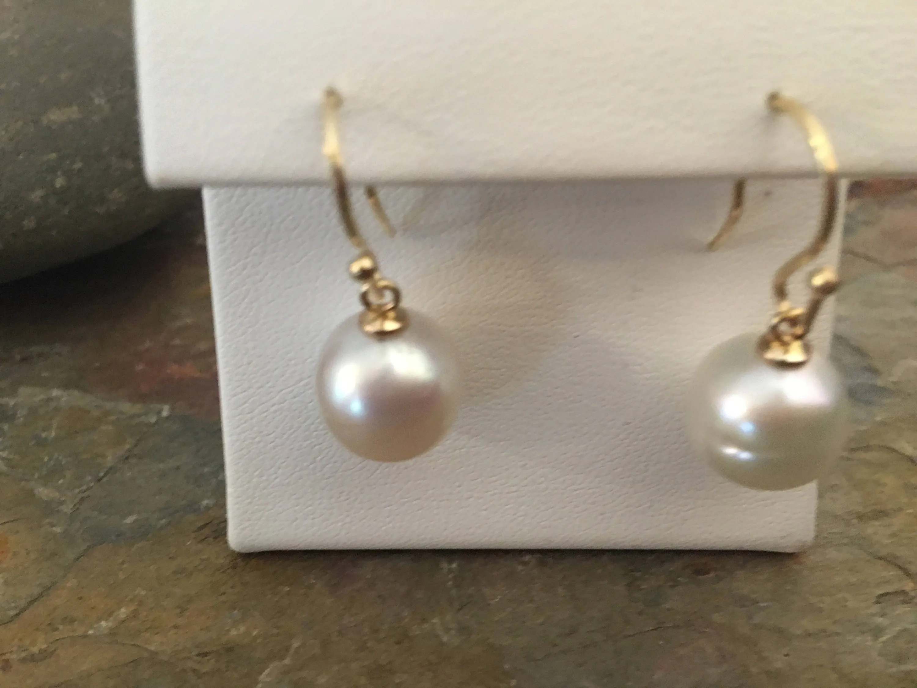 14KT Yellow Gold 12mm Genuine Paspaley South Sea Pearl Drop Earrings