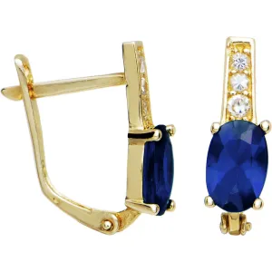 14kt Yellow Gold CZ September Birthstone Leverback Earrings