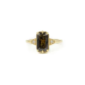 14ky 1.72ct Emerald Coffee Salt & Pepper “Niko” Diamond Ring