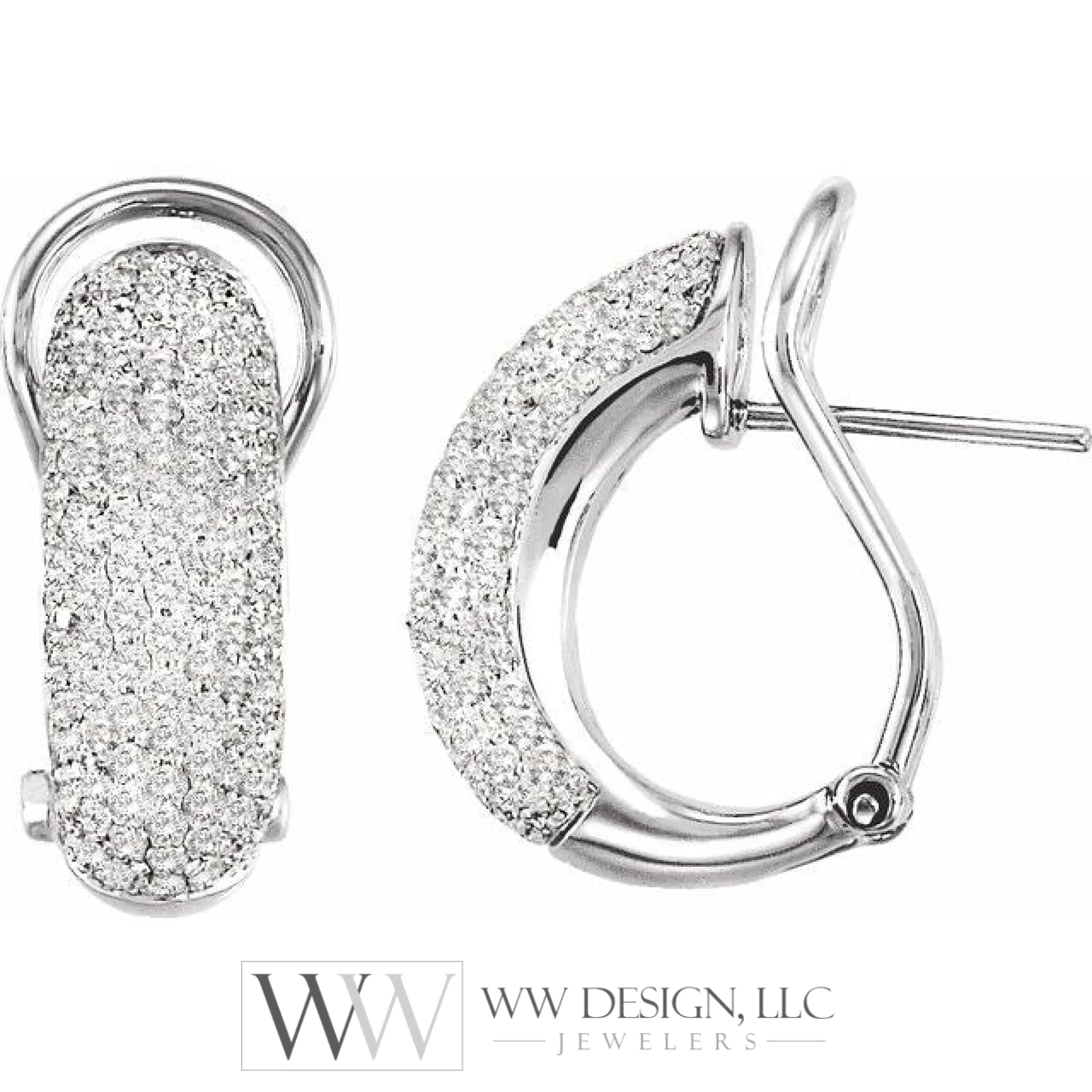 1.5 CTW Natural Diamond Earrings - 14K White Gold