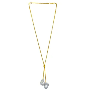 153-01-G | GOLD CHAIN w/2 WHITE WILD PEARLS