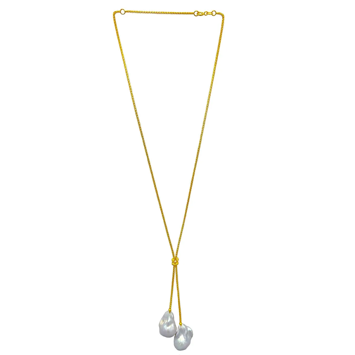 153-01-G | GOLD CHAIN w/2 WHITE WILD PEARLS