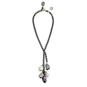 156-09-T | TURKISH TITANIUM w/ MULTI WILD PEARL WATERFALL
