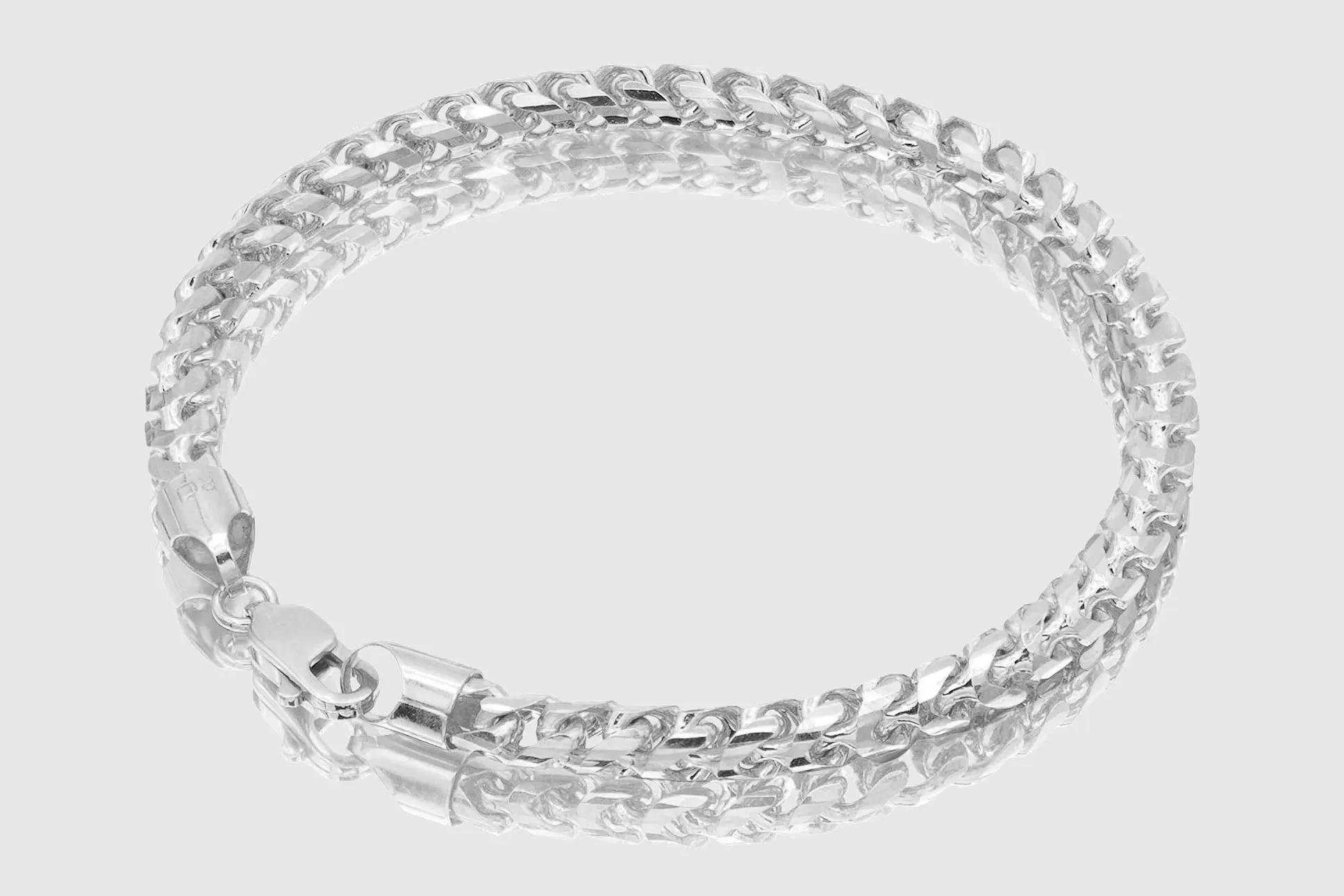 1.5mm - 6.5mm 10k Round Franco Diamond Cut Solid White Gold Bracelet