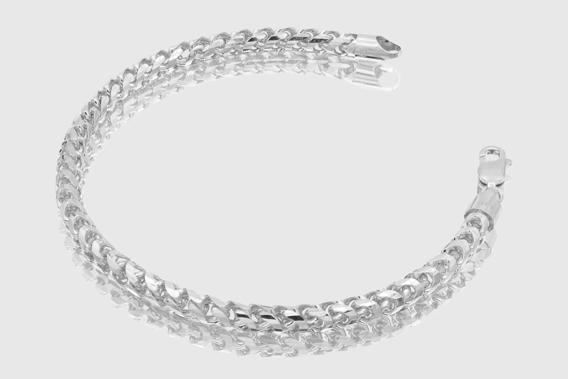 1.5mm - 6.5mm 10k Round Franco Diamond Cut Solid White Gold Bracelet