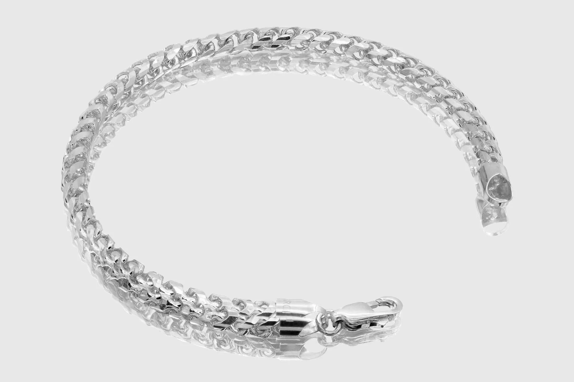 1.5mm - 6.5mm 10k Round Franco Diamond Cut Solid White Gold Bracelet