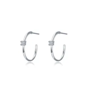 15mm High Polished Silver Hoop Earrings