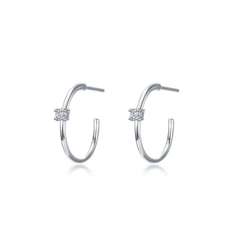 15mm High Polished Silver Hoop Earrings
