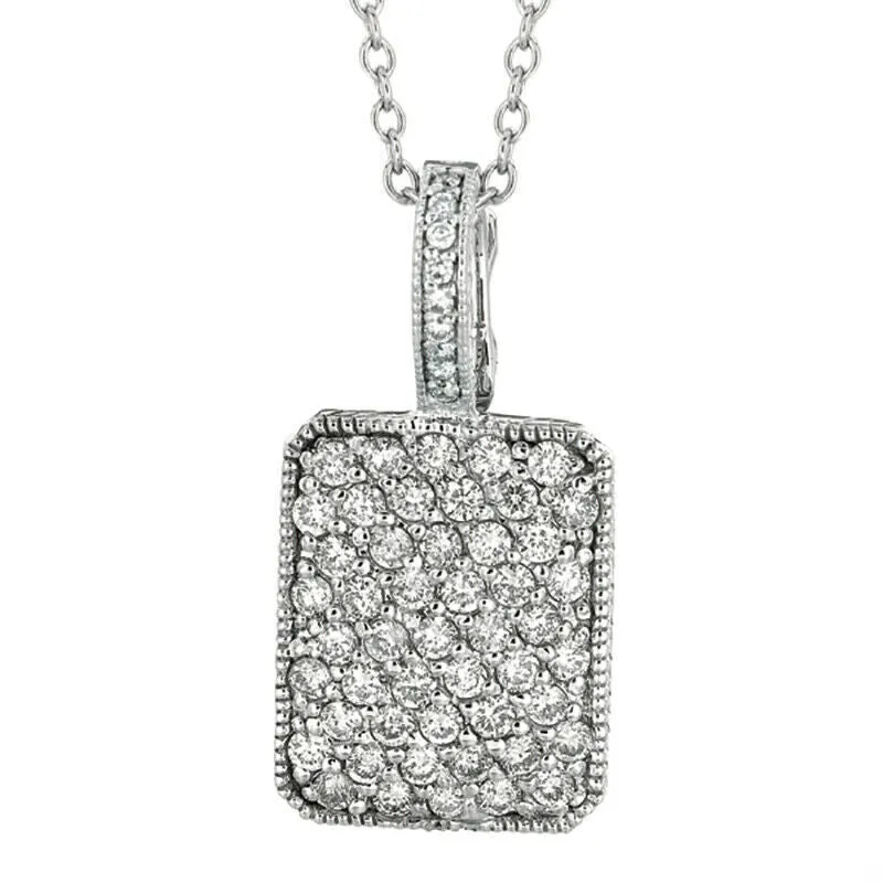 1.63 Carat Natural Diamond Necklace 14K White Gold G SI 18'' chain