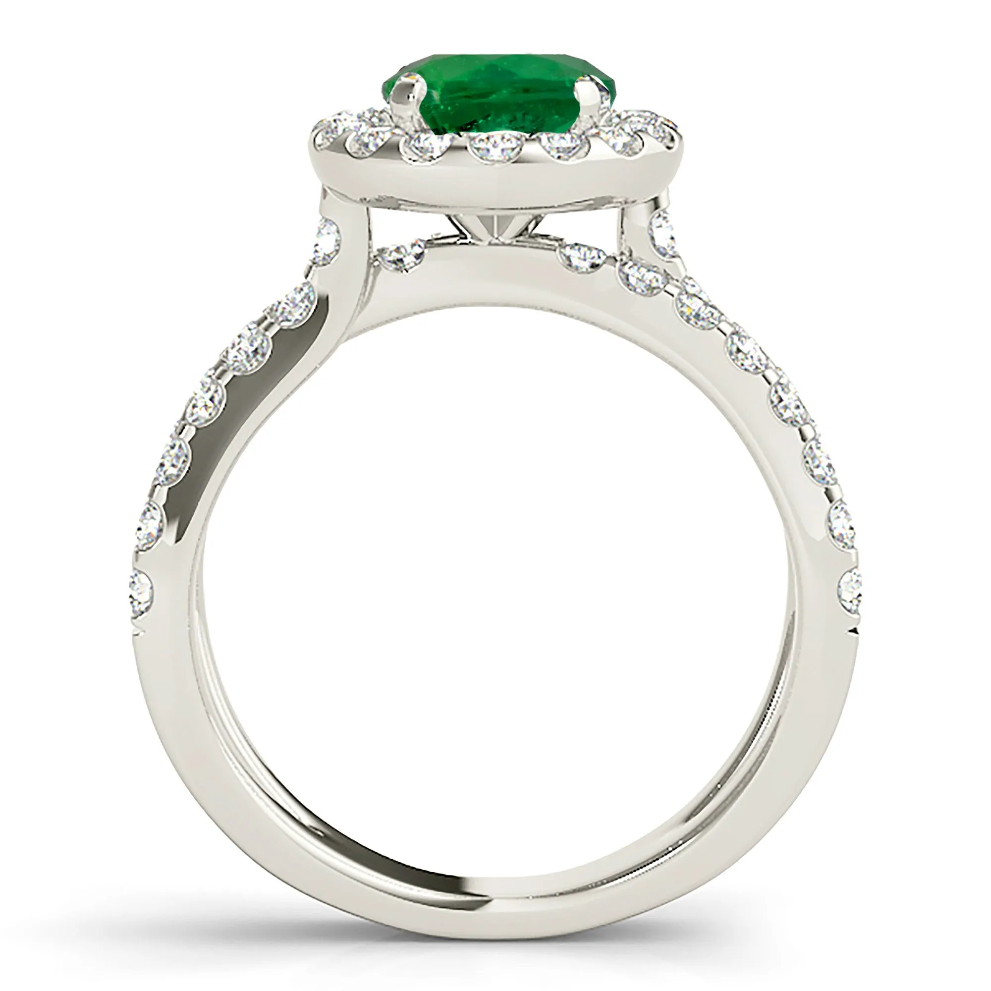 1.75 ct. Genuine Emerald Halo Criss Cross Ring