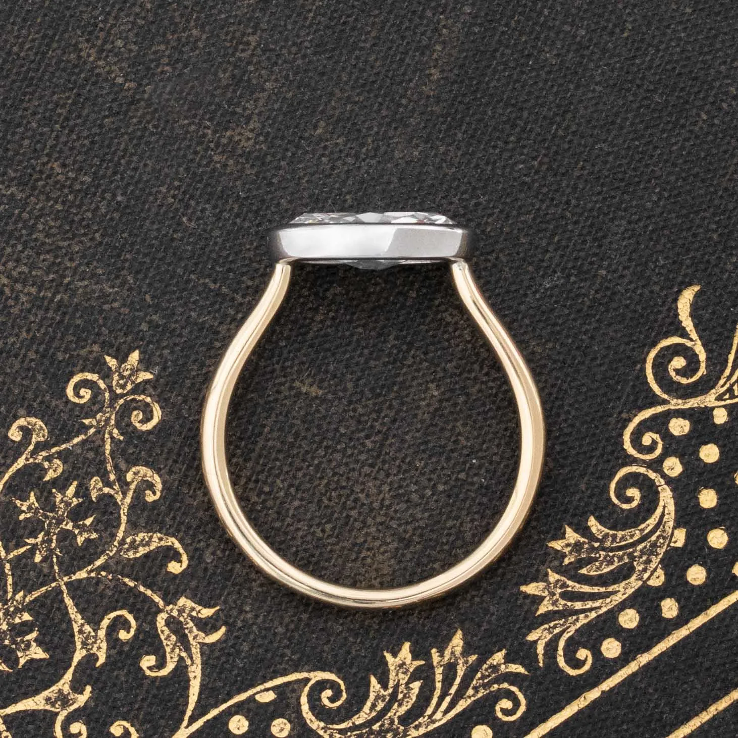 1.80ct Moval Cut Diamond Bezel Solitaire, GIA I VS1
