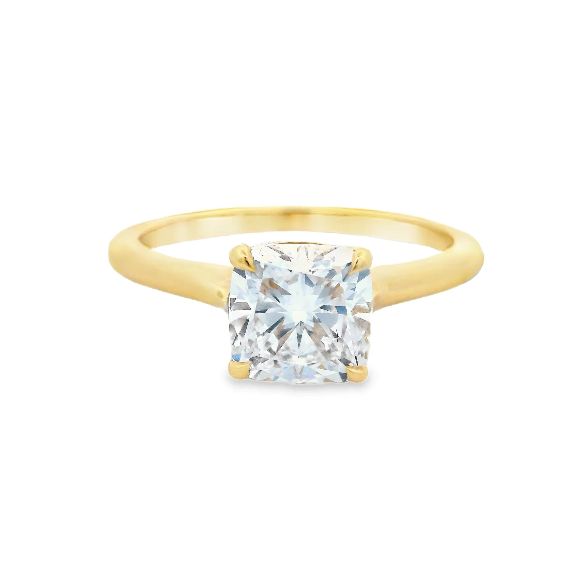 18ct Yellow Gold 1.53ct Cushion Cut Lab Grown Diamond Solitaire Ring