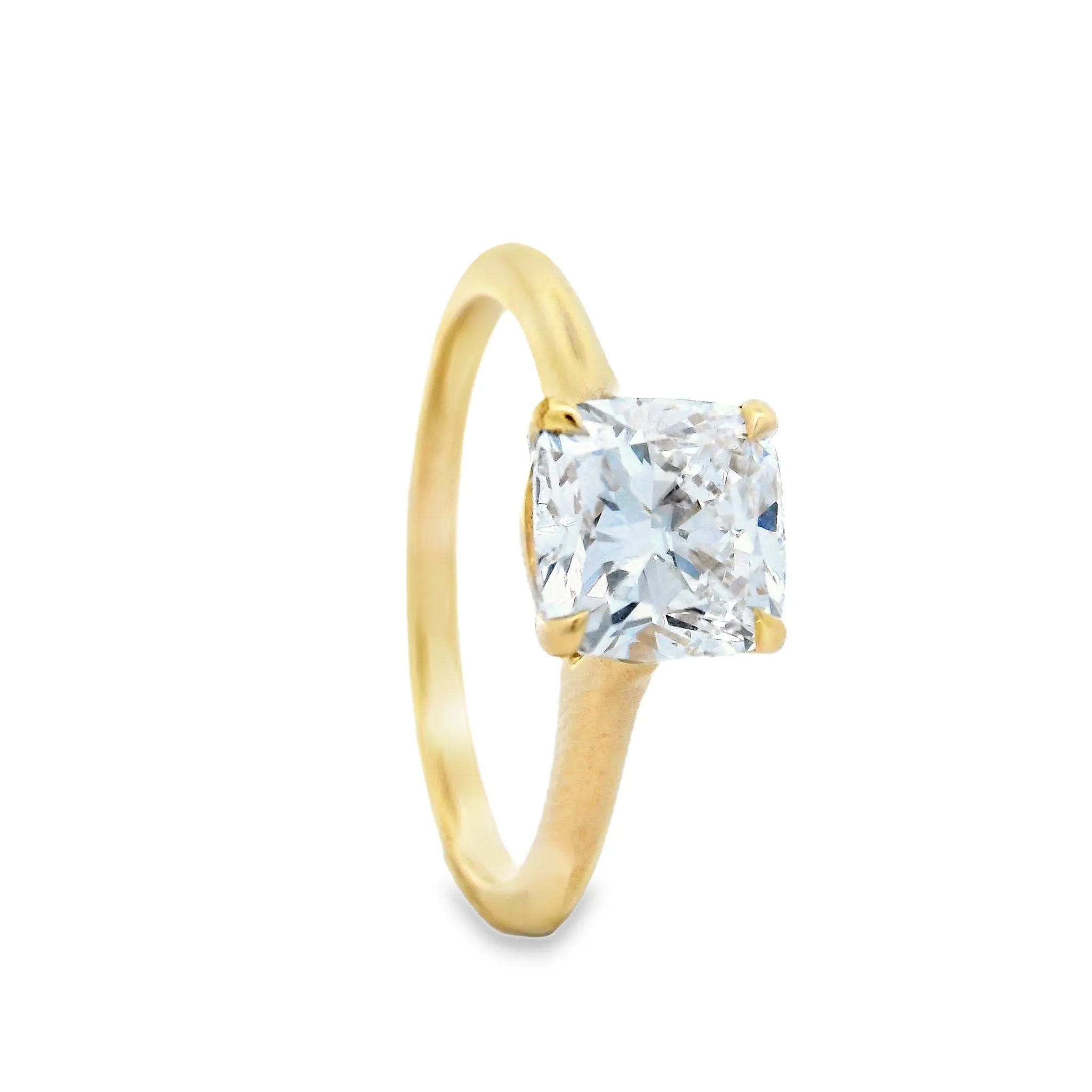 18ct Yellow Gold 1.53ct Cushion Cut Lab Grown Diamond Solitaire Ring