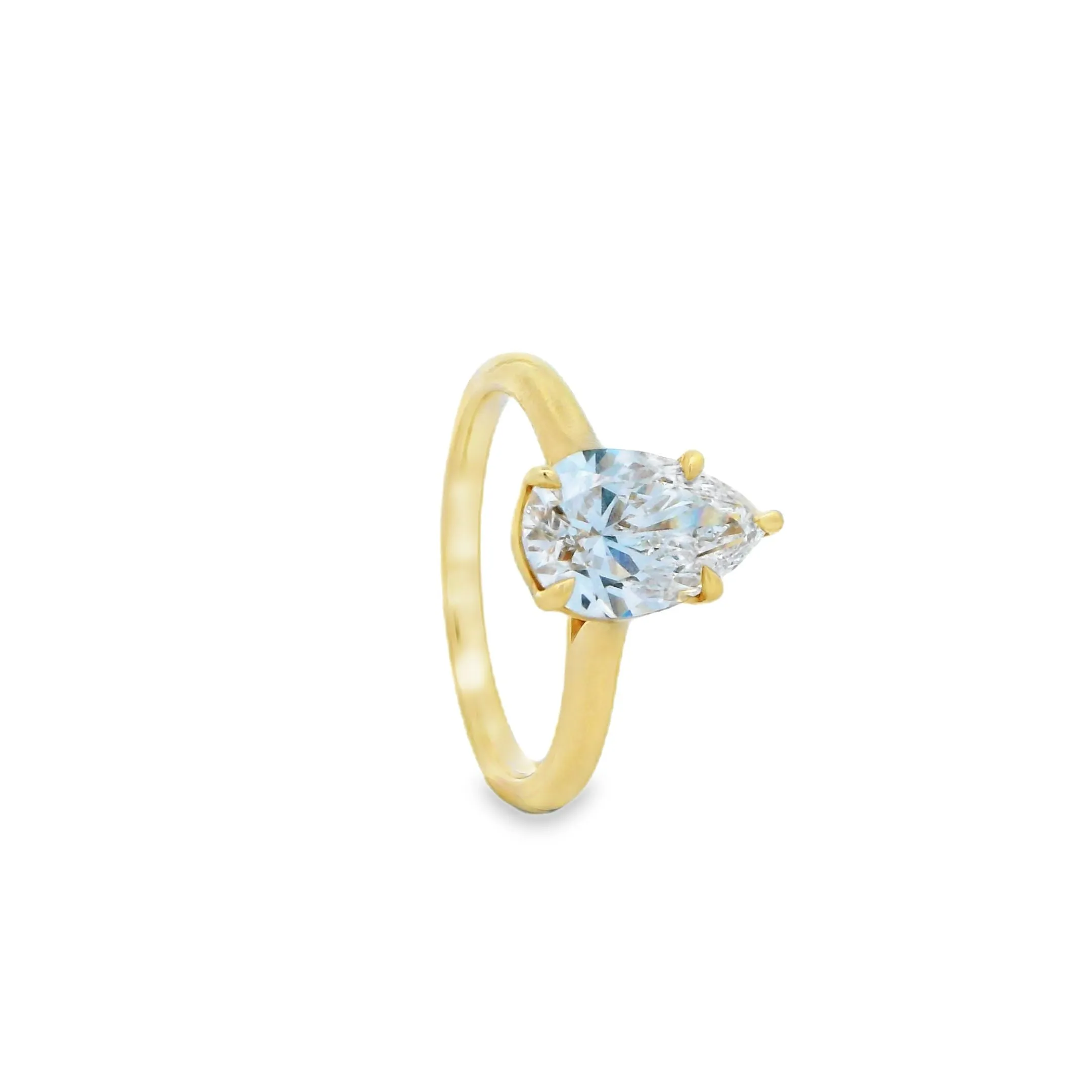 18ct Yellow Gold 2.03ct Pear Cut Lab Grown Diamond Solitaire Ring