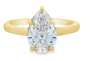18ct Yellow Gold 2.03ct Pear Cut Lab Grown Diamond Solitaire Ring