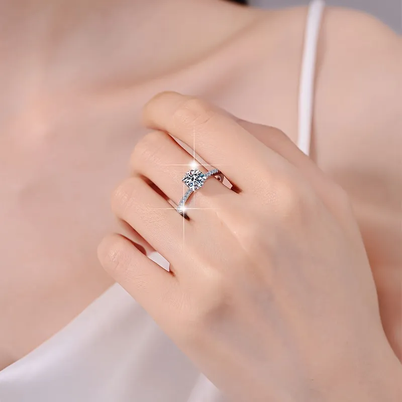 18K Gold Plated Sterling Silver 2CT Moissanite Engagement Ring