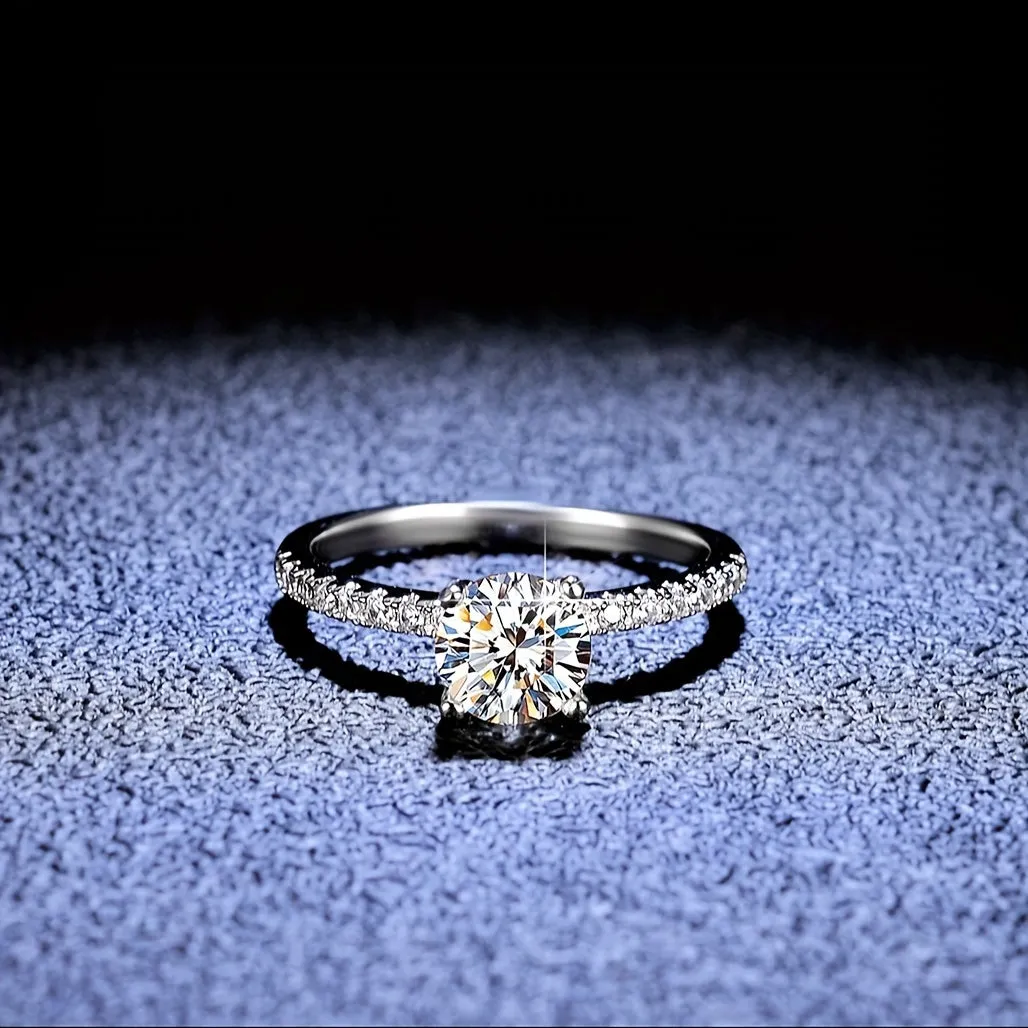 18K Gold Plated Sterling Silver 2CT Moissanite Engagement Ring