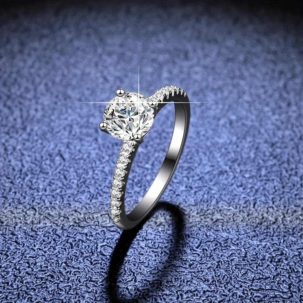 18K Gold Plated Sterling Silver 2CT Moissanite Engagement Ring