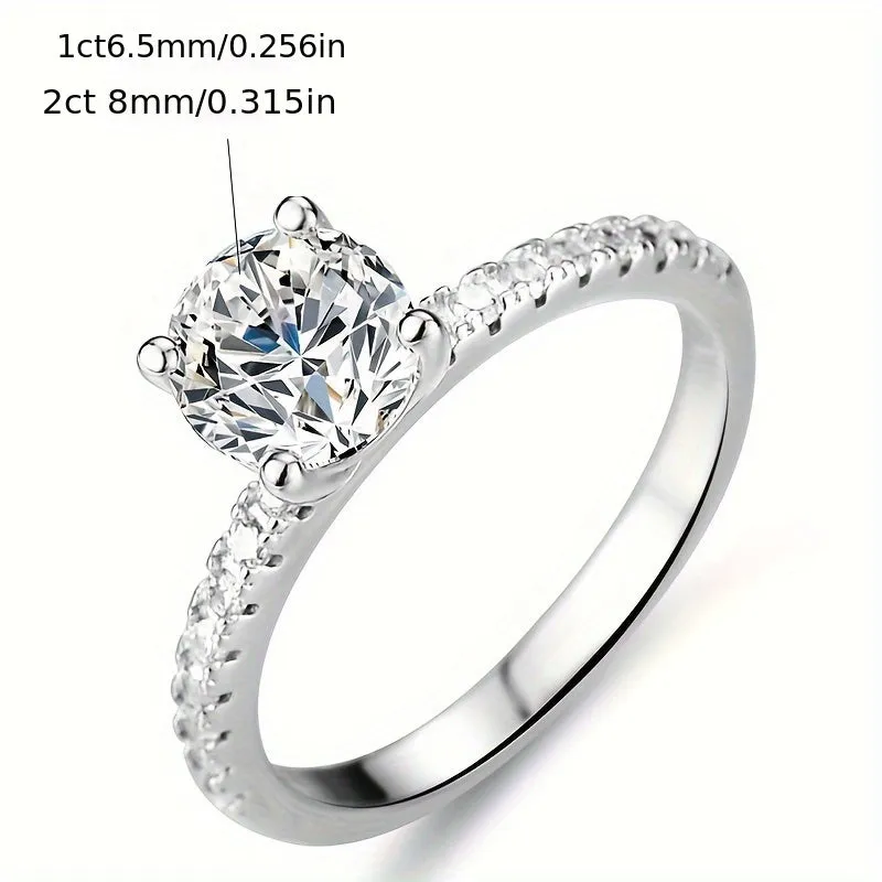 18K Gold Plated Sterling Silver 2CT Moissanite Engagement Ring