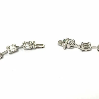 18K Multi Shape Diamond Cluster Station Necklace White Gold