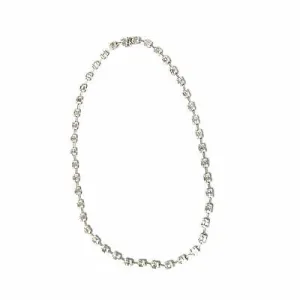 18K Multi Shape Diamond Cluster Station Necklace White Gold