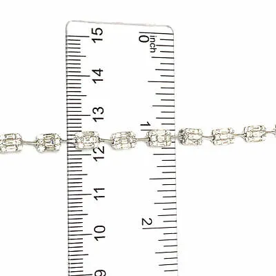 18K Multi Shape Diamond Cluster Station Necklace White Gold