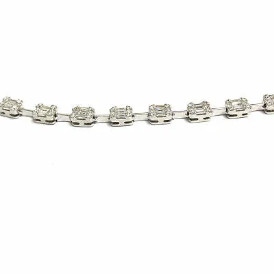 18K Multi Shape Diamond Cluster Station Necklace White Gold