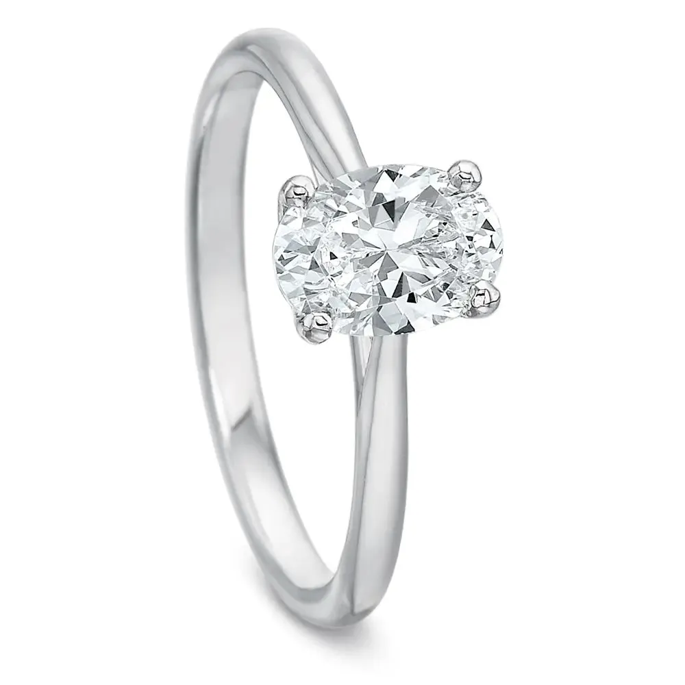 18K White Gold Oval Diamond Solitaire Engagement Ring (Setting Only)