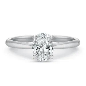 18K White Gold Oval Diamond Solitaire Engagement Ring (Setting Only)