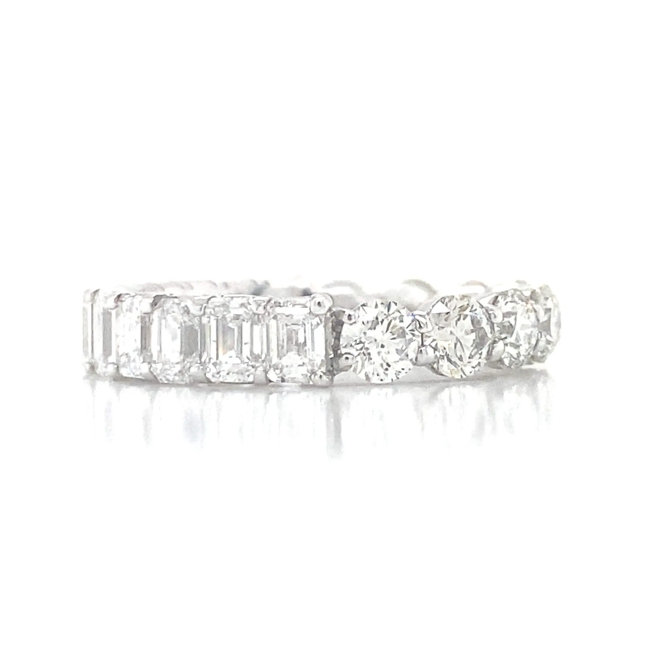 18K White Gold Round   Emerald Eternity Band