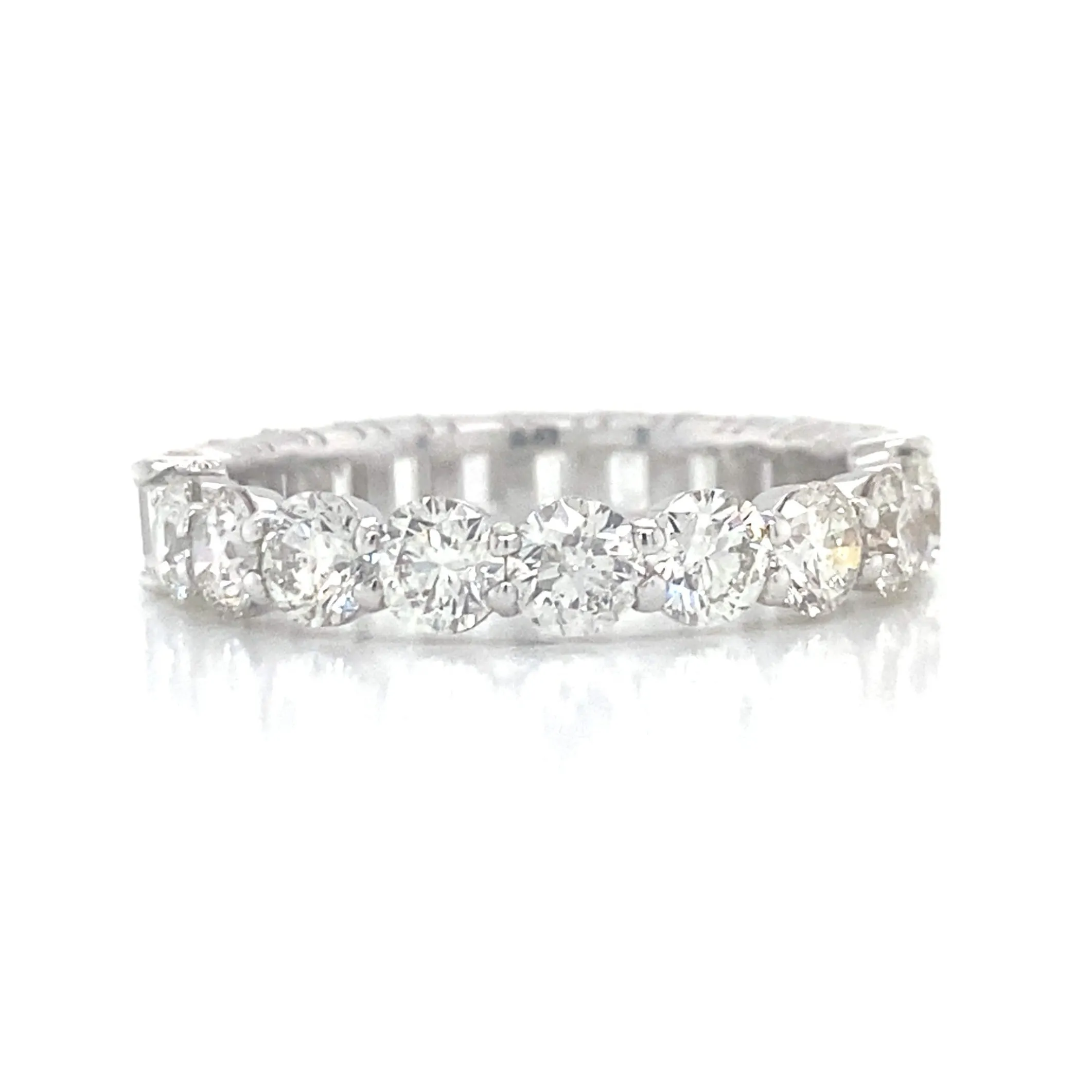 18K White Gold Round   Emerald Eternity Band