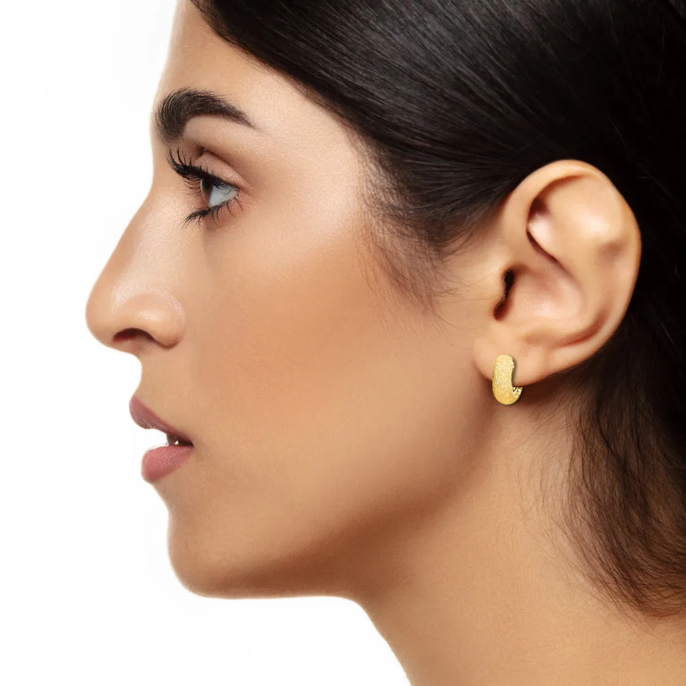 18k Yellow Gold Sparkle Cuddliest Huggie Earrings (7.0.gr.tw)