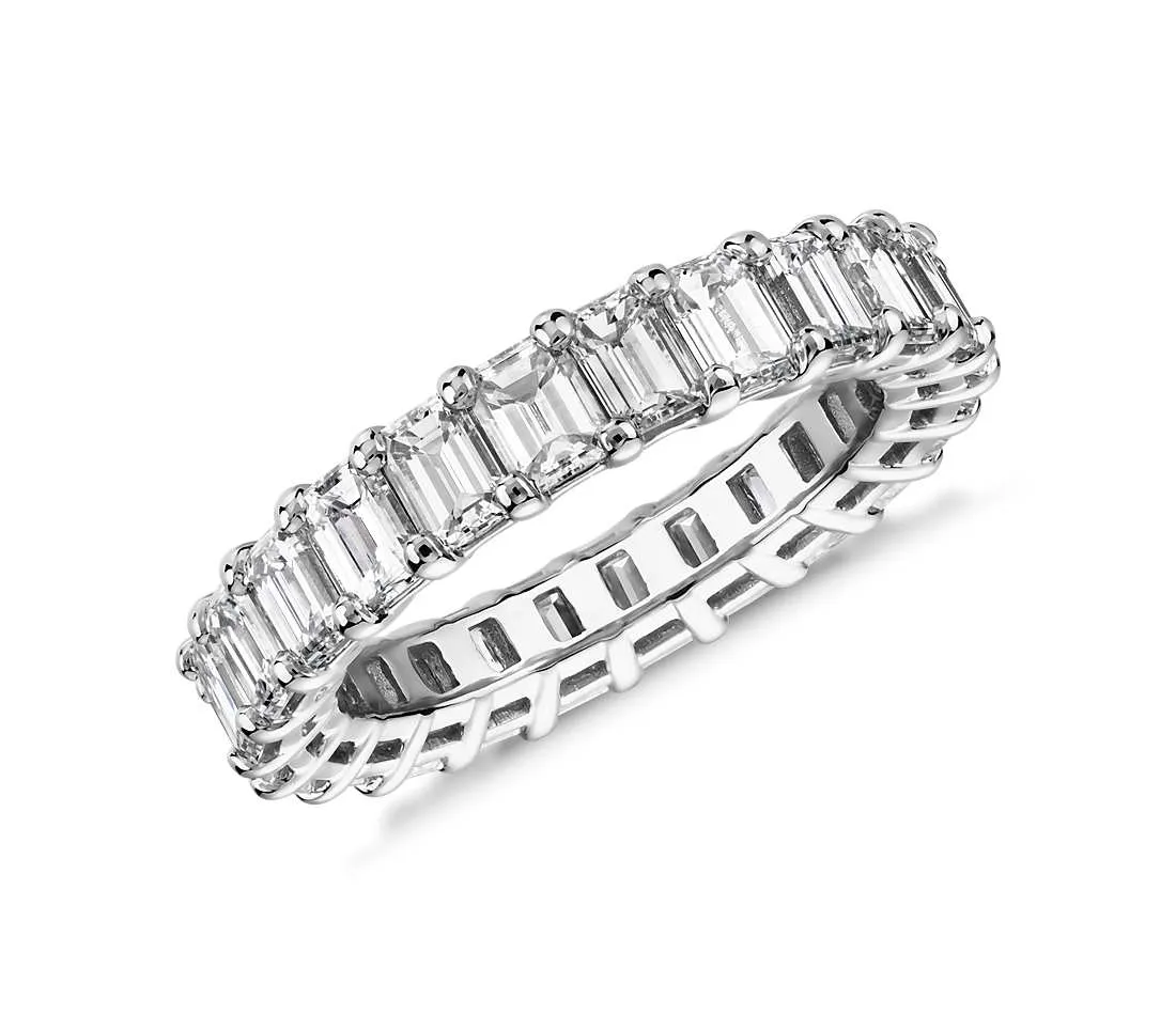 18kt White Gold Emerald Cut Diamond Eternity Band, 4.00TCW