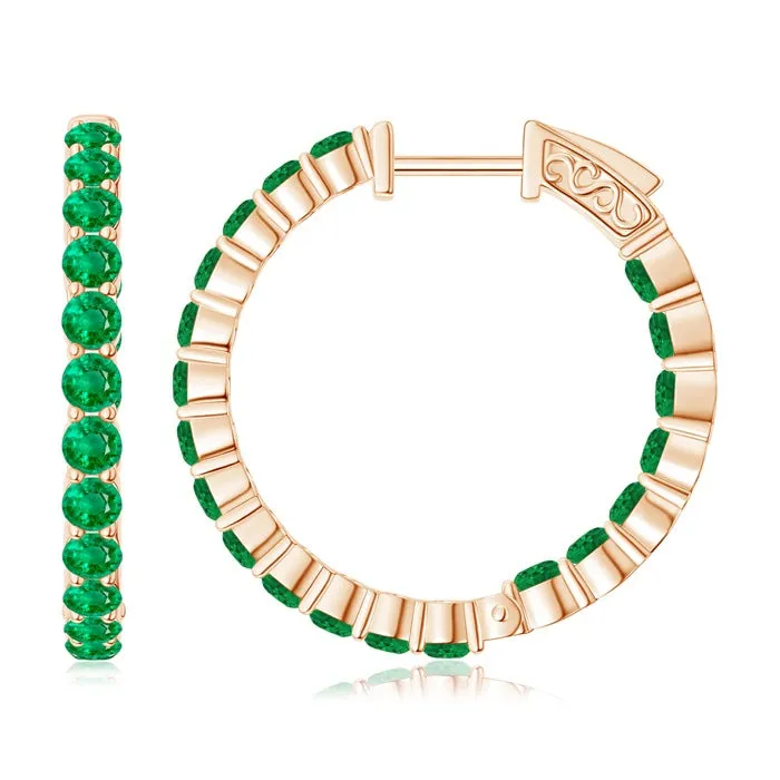 2 MM Round Simulated Emerald Circle Connecting Stud 925 Sterling Silver Minimalist Earring