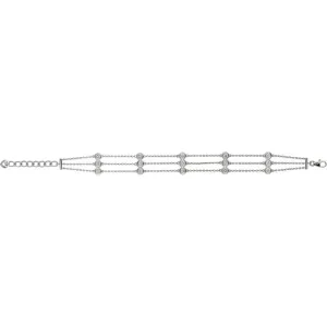 2.00 Carat Natural 3 Rows Diamond Bracelet G SI 14K White Gold