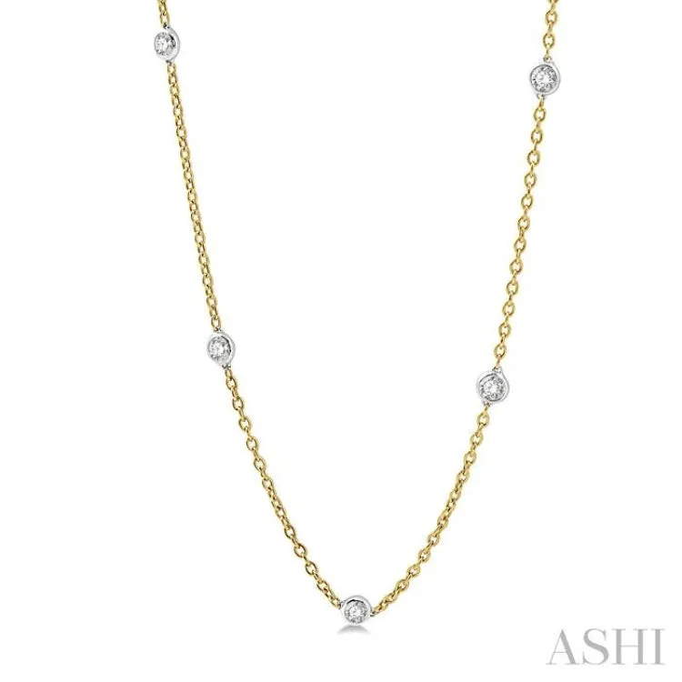 2.00 ctw Round Cut Diamond Fashion Necklace in 14K Yellow and White Gold
