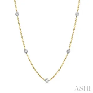 2.00 ctw Round Cut Diamond Fashion Necklace in 14K Yellow and White Gold