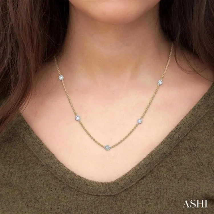 2.00 ctw Round Cut Diamond Fashion Necklace in 14K Yellow and White Gold