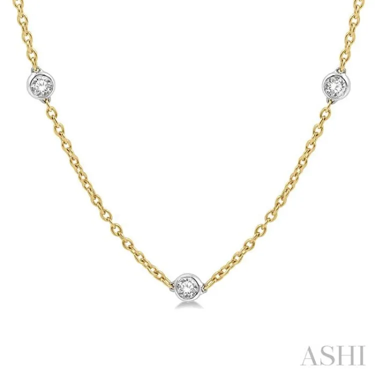 2.00 ctw Round Cut Diamond Fashion Necklace in 14K Yellow and White Gold