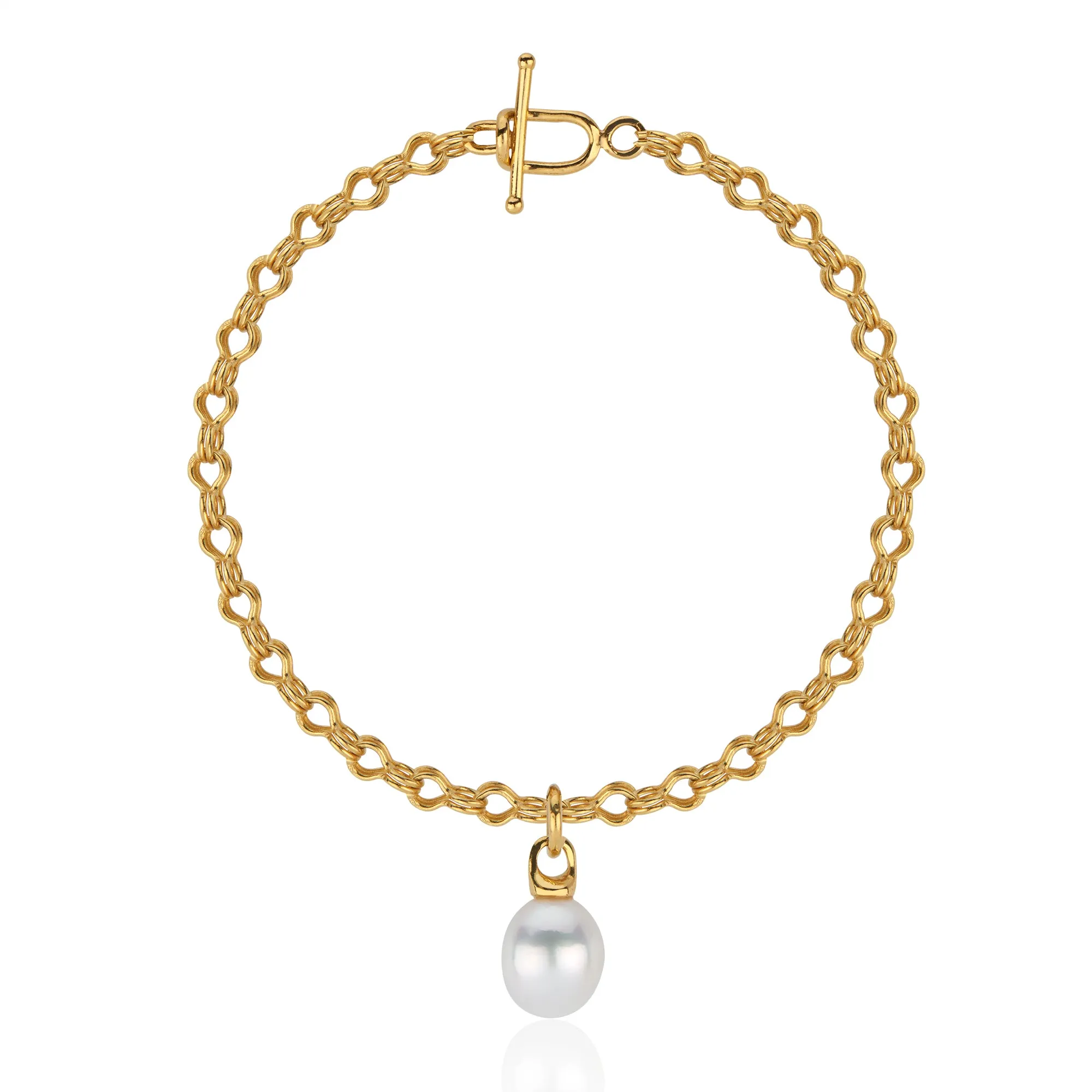 22k Gold South Sea Pearl Necklace with Ancient-Style Hand-Wrought Chain