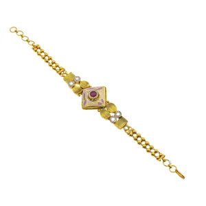 22K Yellow Gold, Kundan, Ruby, and CZ Bracelet (10.9gm)