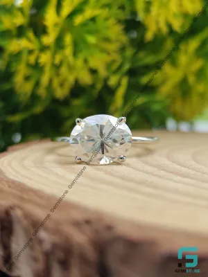 2CT Tulip Setting Moissanite East West Oval Ring