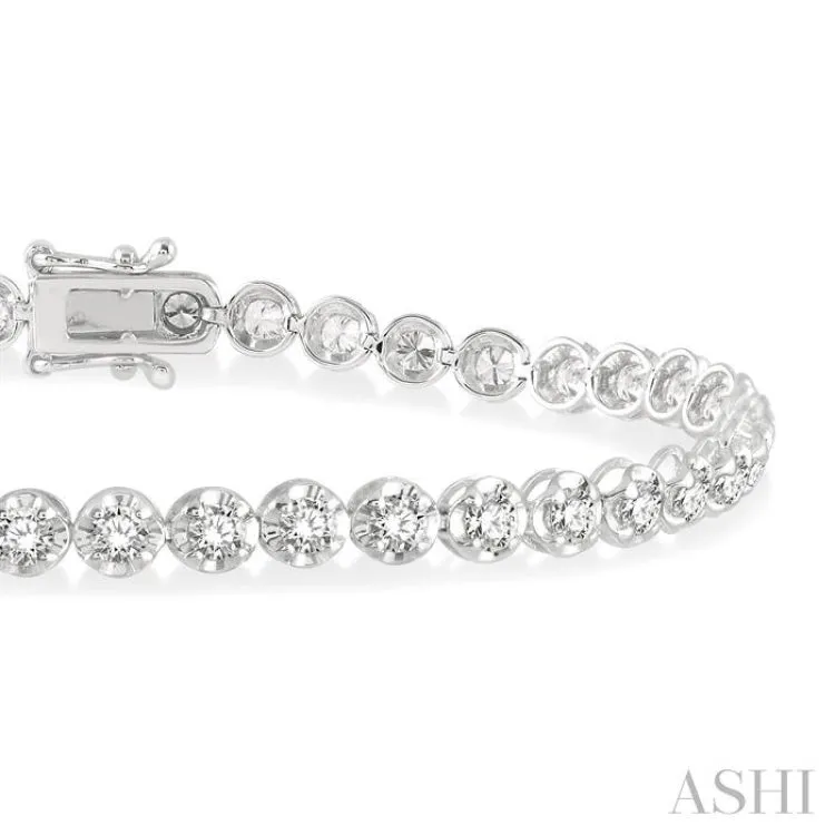 3 ctw Round Cut Diamond Illusion Tennis Bracelet in 14K White Gold