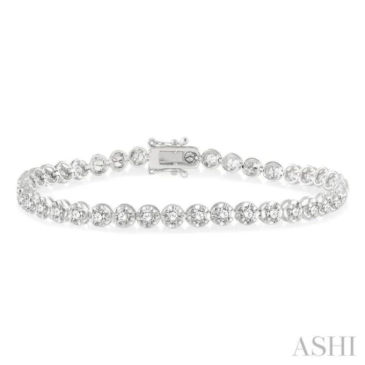 3 ctw Round Cut Diamond Illusion Tennis Bracelet in 14K White Gold