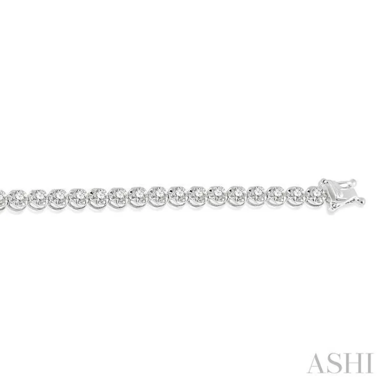 3 ctw Round Cut Diamond Illusion Tennis Bracelet in 14K White Gold