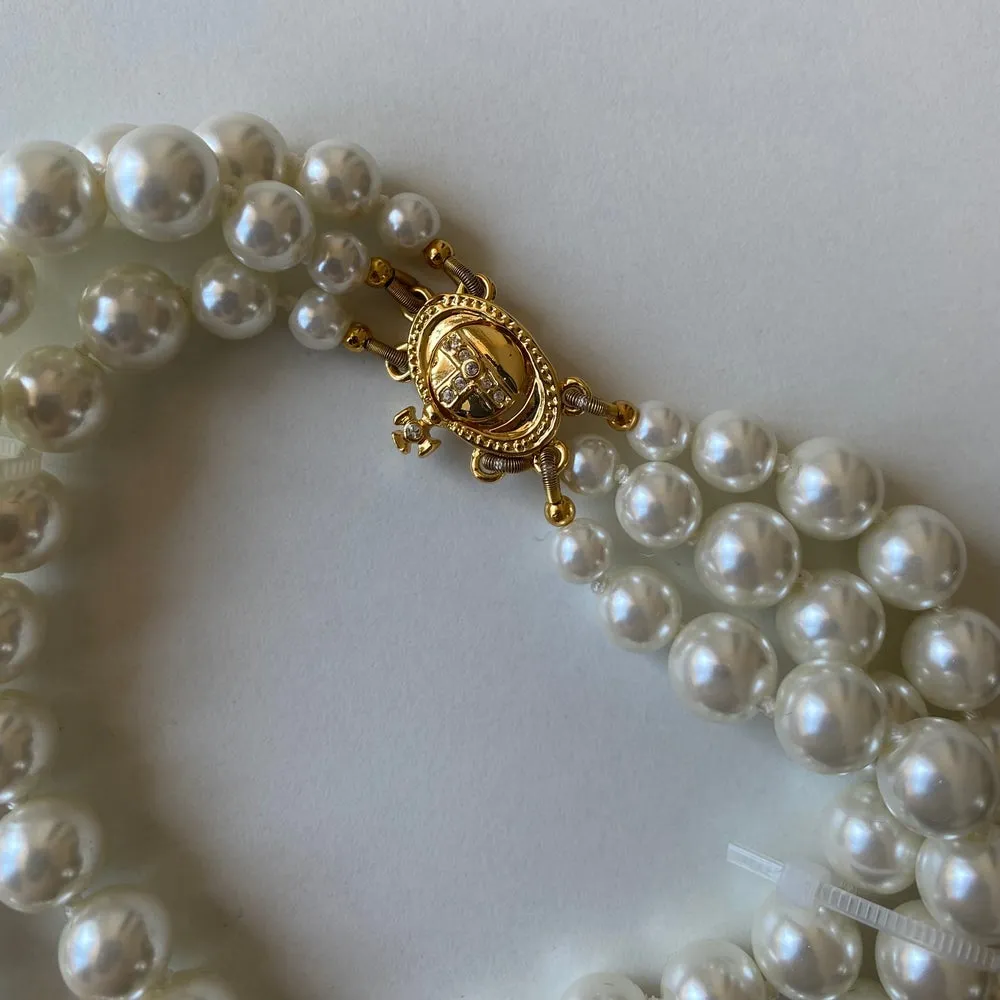 3 Strand  Pearl Saturn Necklace