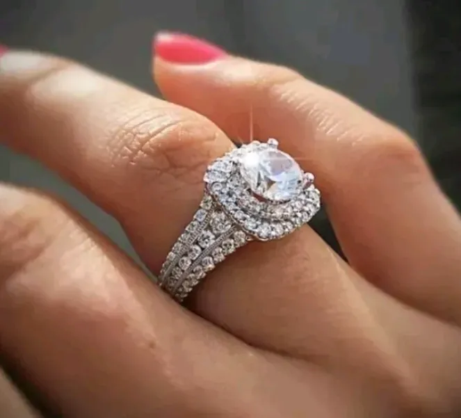 3.20Ct Simulated Moissanite Engagement Ring 14k White Gold Plated Size 6