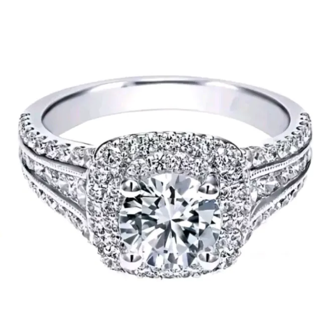 3.20Ct Simulated Moissanite Engagement Ring 14k White Gold Plated Size 6