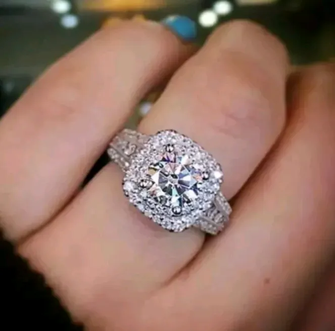 3.20Ct Simulated Moissanite Engagement Ring 14k White Gold Plated Size 6